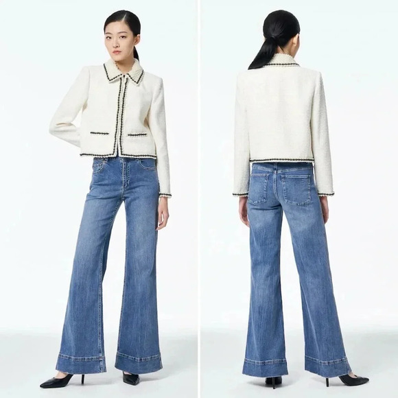 Alice + Olivia Kidman Pearl Cropped Jacket Size Large - Picture 2 of 11